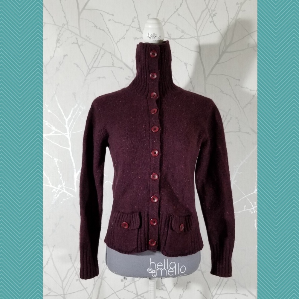 Eddie Bauer Lambswool Blend Button Up Turtleneck